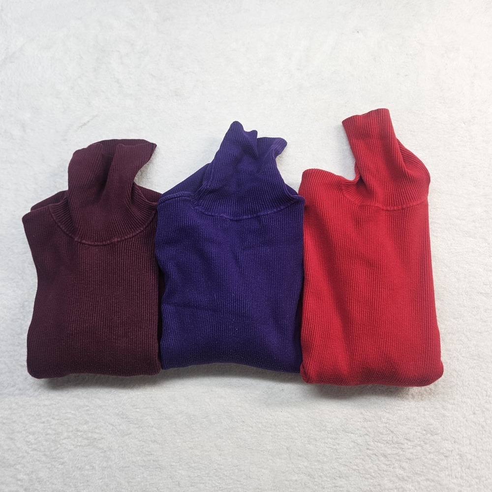 Vtg Lauren Ralph Lauren Turtle Neck Sweaterlot Of 3 Womens Sz L Knit Long Sleeve